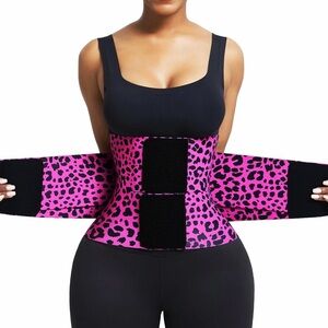 Leopard Print Waist Trainer - Pink and Black